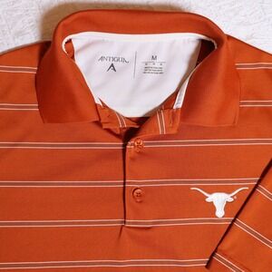 Antigua Mens Texas Longhorns Polo Shirt Burnt Orange Striped Size M NCAA